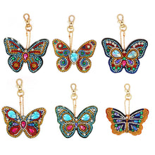 Load image into Gallery viewer, 6pcs DIY Butterfly Full Drill Special Shaped Diamond Painting Keychain Gift