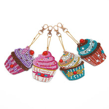 Load image into Gallery viewer, 4pcs DIY Cupcake Full Drill Special Shaped Diamond Painting Keychains Gifts