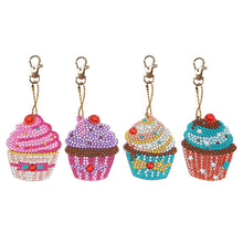 Load image into Gallery viewer, 4pcs DIY Cupcake Full Drill Special Shaped Diamond Painting Keychains Gifts