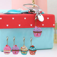 Load image into Gallery viewer, 4pcs DIY Cupcake Full Drill Special Shaped Diamond Painting Keychains Gifts
