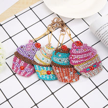 Load image into Gallery viewer, 4pcs DIY Cupcake Full Drill Special Shaped Diamond Painting Keychains Gifts