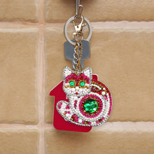 Load image into Gallery viewer, 4pcs DIY Full Drill Special Shaped Diamond Painting Cat Keychain Pendant