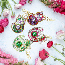 Load image into Gallery viewer, 4pcs DIY Full Drill Special Shaped Diamond Painting Cat Keychain Pendant