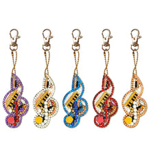 Load image into Gallery viewer, 5pcs DIY Full Drill Diamond Paintng Special-shaped Musical Notes Key Chains