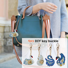 Load image into Gallery viewer, 4pcs DIY Full Drill Special Shaped Diamond Painting Swan Shape Keyring Gift