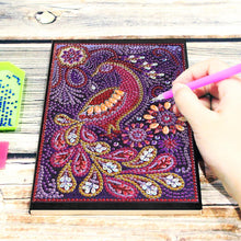 Load image into Gallery viewer, DIY Peafowl Special Shaped Diamond Painting 50 Pages A5 Students Sketchbook