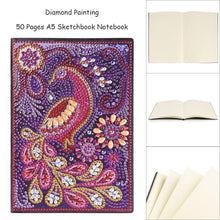 Load image into Gallery viewer, DIY Peafowl Special Shaped Diamond Painting 50 Pages A5 Students Sketchbook