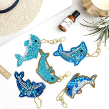 Load image into Gallery viewer, 5pcs Dolphin Shape Key Chains DIY Diamond Painting Special Shape Full Drill