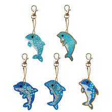 Load image into Gallery viewer, 5pcs Dolphin Shape Key Chains DIY Diamond Painting Special Shape Full Drill