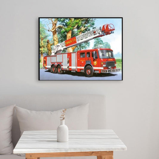 Fire Truck 30*40CM(Canvas) Full Round Drill Diamond Painting