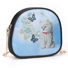 Load image into Gallery viewer, DIY Cat Special Shaped Diamond Painting Women Leather Chain Crossbody Bags