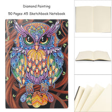 Load image into Gallery viewer, DIY Owl Special Shaped Diamond Painting 50 Page A5 Sketchbook Painting Book