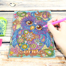 Load image into Gallery viewer, DIY Special Shaped Diamond Painting Owl Bird 50 Pages A5 Drawing Notebook