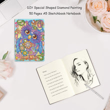 Load image into Gallery viewer, DIY Special Shaped Diamond Painting Owl Bird 50 Pages A5 Drawing Notebook