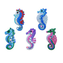 Load image into Gallery viewer, 5pcs DIY Full Drill Special Shaped Diamond Painting Seahorse Keychain Craft