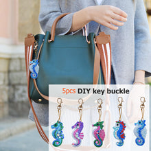 Load image into Gallery viewer, 5pcs DIY Full Drill Special Shaped Diamond Painting Seahorse Keychain Craft