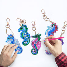 Load image into Gallery viewer, 5pcs DIY Full Drill Special Shaped Diamond Painting Seahorse Keychain Craft
