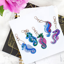 Load image into Gallery viewer, 5pcs DIY Full Drill Special Shaped Diamond Painting Seahorse Keychain Craft