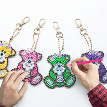 Load image into Gallery viewer, 5pcs DIY Full Drill Special Shaped Diamond Painting Bear Keychain Ornaments