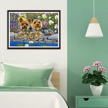 Load image into Gallery viewer, Flower Dogs 30*40CM(Canvas) Full Round Drill Diamond Painting