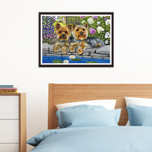 Load image into Gallery viewer, Flower Dogs 30*40CM(Canvas) Full Round Drill Diamond Painting