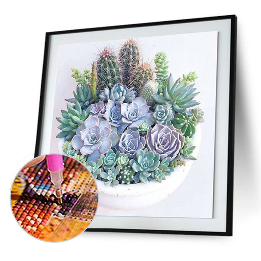 Succulent Plants 30*30CM(Canvas) Full Round Drill Diamond Painting