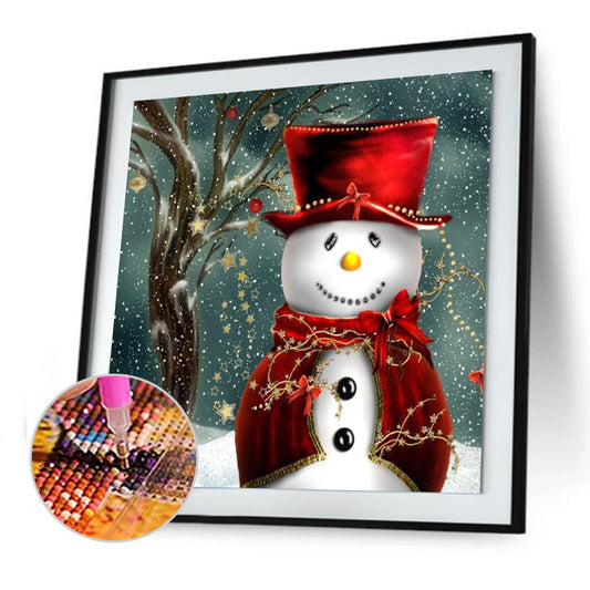 Christmas Snowman 30*30CM(Canvas) Full Round Drill Diamond Painting