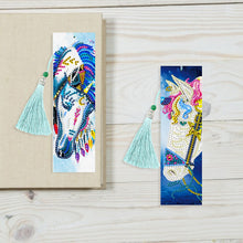 Load image into Gallery viewer, 2pcs Leather Bookmark 5D DIY Diamond Painting Colorful Horse Cross Stitch