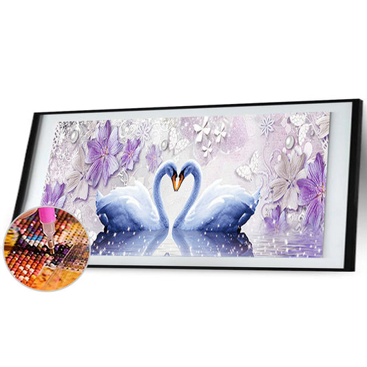Swan Love 80*30CM(Canvas) Full Round Drill Diamond Painting