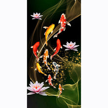 Load image into Gallery viewer, Koi Fish Lotus 45*85CM(Canvas) Full Round Drill Diamond Painting