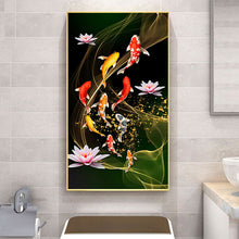 Load image into Gallery viewer, Koi Fish Lotus 45*85CM(Canvas) Full Round Drill Diamond Painting