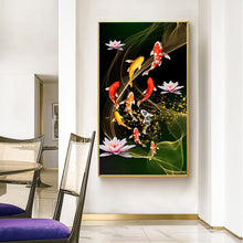 Load image into Gallery viewer, Koi Fish Lotus 45*85CM(Canvas) Full Round Drill Diamond Painting