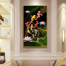 Load image into Gallery viewer, Koi Fish Lotus 45*85CM(Canvas) Full Round Drill Diamond Painting