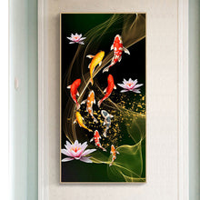 Load image into Gallery viewer, Koi Fish Lotus 45*85CM(Canvas) Full Round Drill Diamond Painting