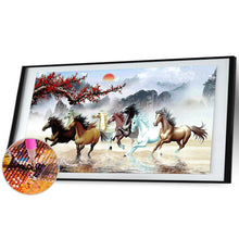 Load image into Gallery viewer, Nine Running Horses 100*50CM(Canvas) Full Round Drill Diamond Painting