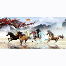 Load image into Gallery viewer, Nine Running Horses 100*50CM(Canvas) Full Round Drill Diamond Painting