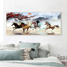 Load image into Gallery viewer, Nine Running Horses 100*50CM(Canvas) Full Round Drill Diamond Painting
