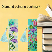 Load image into Gallery viewer, 2pcs Diamond Painting Bookmark DIY Flowers Leather Tassel Book Marks Craft