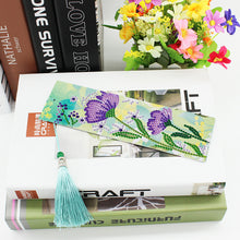 Load image into Gallery viewer, 2pcs Diamond Painting Bookmark DIY Flowers Leather Tassel Book Marks Craft