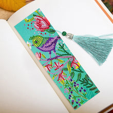 Load image into Gallery viewer, 2pcs Diamond Painting Bookmark DIY Flowers Leather Tassel Book Marks Craft