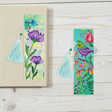 Load image into Gallery viewer, 2pcs Diamond Painting Bookmark DIY Flowers Leather Tassel Book Marks Craft