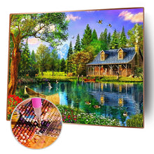 Load image into Gallery viewer, Scenic Lake House 50*40CM(Canvas)-Full Square Drill Diamond Painting