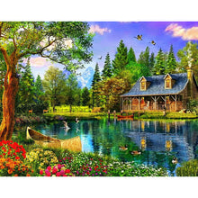 Load image into Gallery viewer, Scenic Lake House 50*40CM(Canvas)-Full Square Drill Diamond Painting