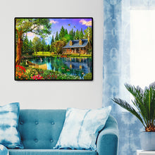 Load image into Gallery viewer, Scenic Lake House 50*40CM(Canvas)-Full Square Drill Diamond Painting