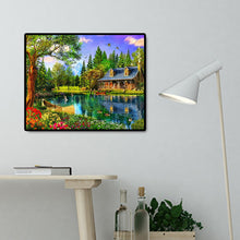 Load image into Gallery viewer, Scenic Lake House 50*40CM(Canvas)-Full Square Drill Diamond Painting