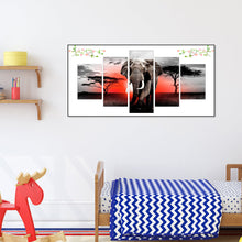 Load image into Gallery viewer, 5 Panel Elephant 103*45CM(Canvas) Full Round Drill Diamond Painting