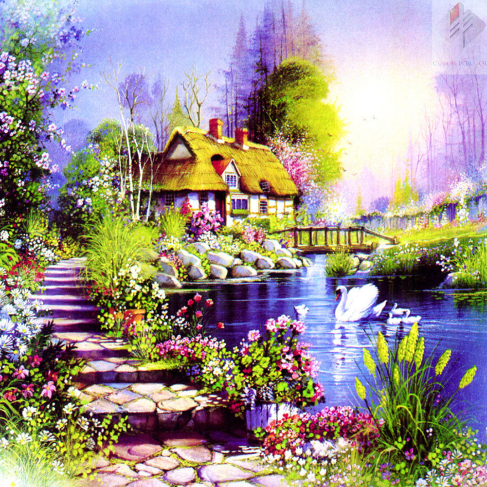 House 30*30CM(Canvas) Full Round Drill Diamond Painting