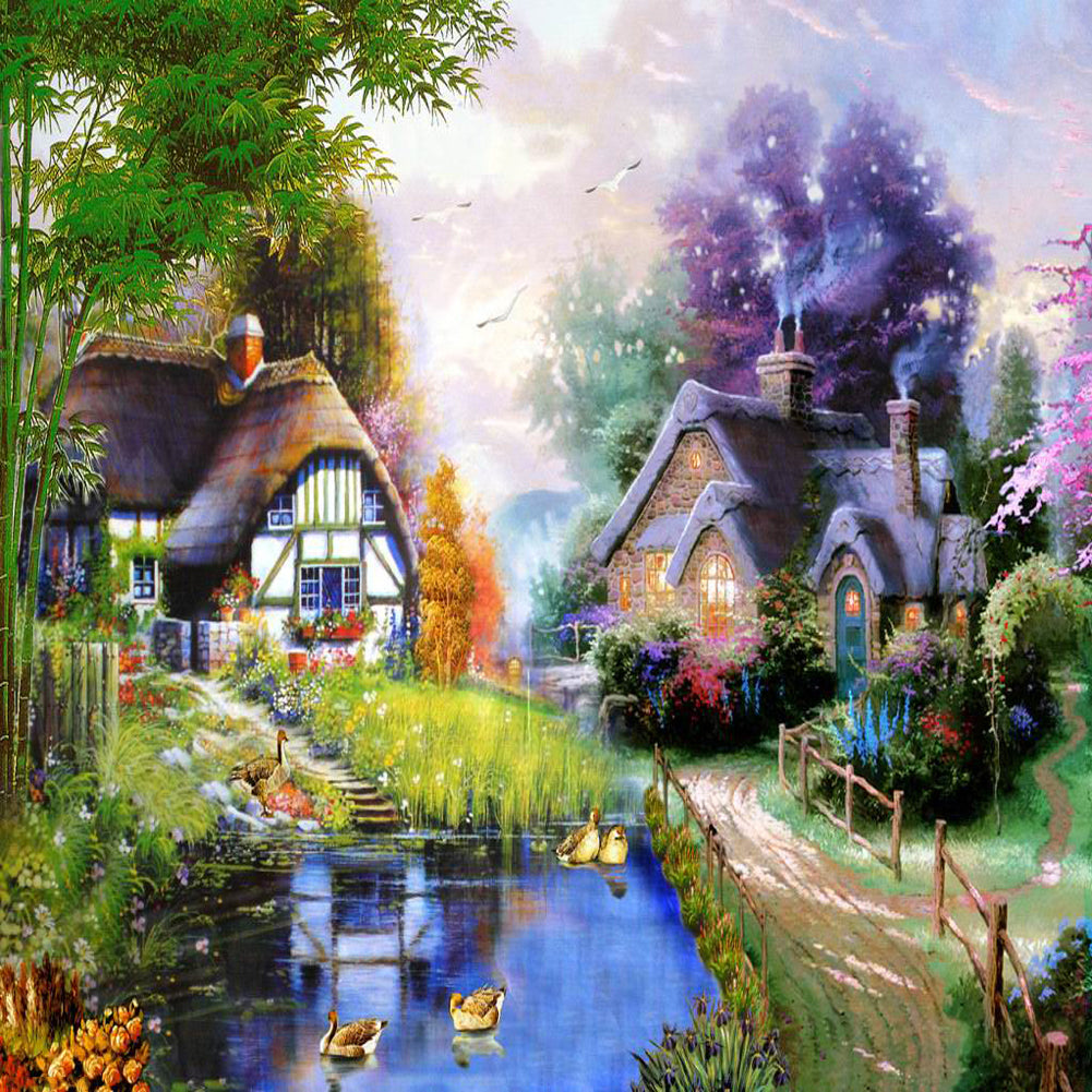 House 30*30CM(Canvas) Full Round Drill Diamond Painting