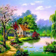 Load image into Gallery viewer, River House 30x30cm(canvas) full round drill diamond painting