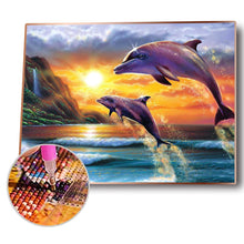 Load image into Gallery viewer, Sunset Dolphin 30*40CM(Canvas) Full Round Drill Diamond Painting